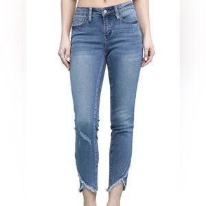 Judy Blue Mid Rise Medium Wash Tulip Hem Skinny Fit  Size 7/28